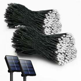 Selarlyt solar Christmas lights outdoors with 72ft span and 200 LEDs for festive brightness.