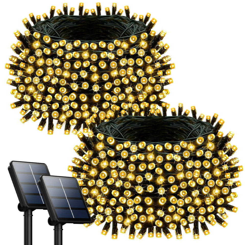 Selarlyt solar string lights 72ft outdoor setup with warm white glow for ambiance