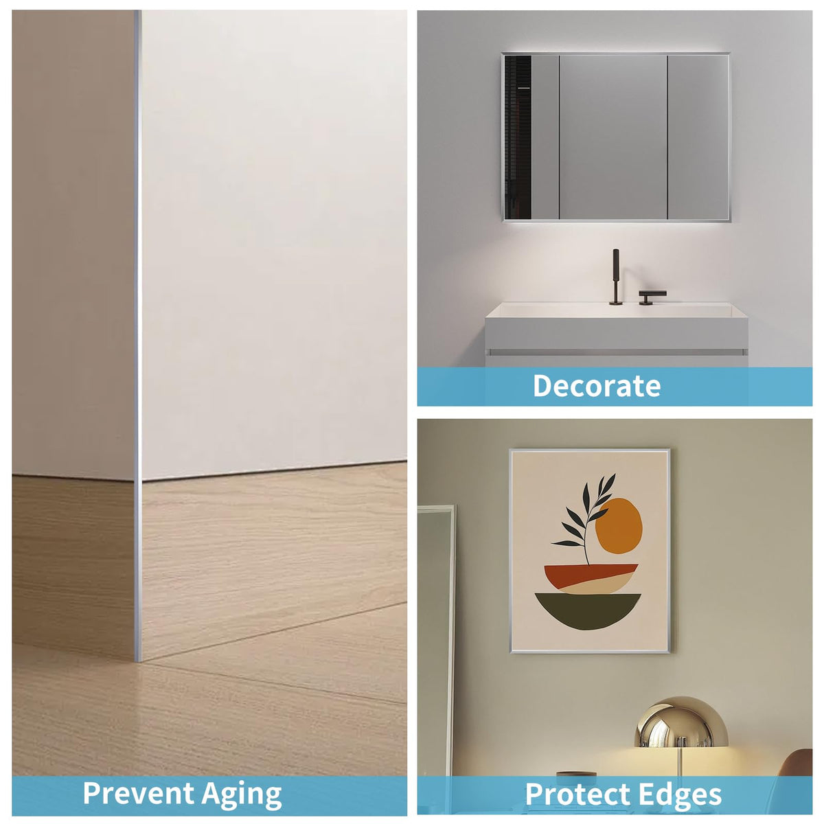 SELECT LIGHTING durable aluminum edge trim for kitchen backsplashes.