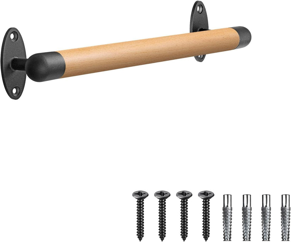 SELEWARE 16-inch wood handrail installed for smooth indoor stair navigation