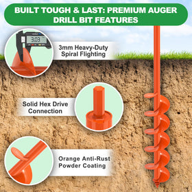 SELEWARE auger bit with hex drive compatibility enables quick drill attachment.