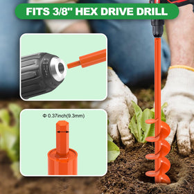 SELEWARE auger bit orange blade close-up shows high visibility for soil tasks.