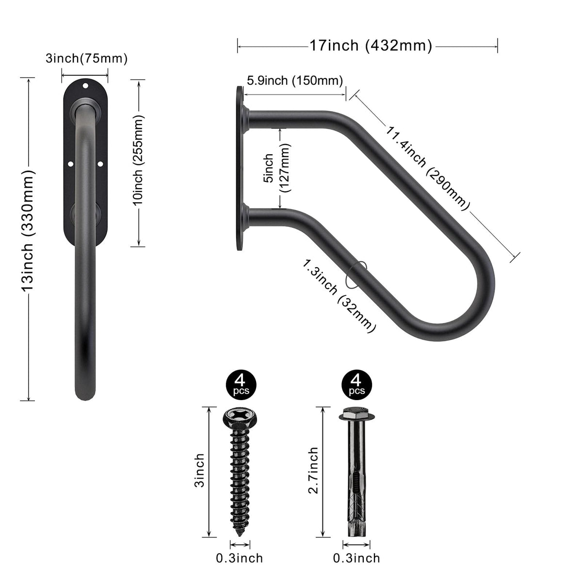 SELEWARE dual-level U-shaped handrail supports varied heights safely.