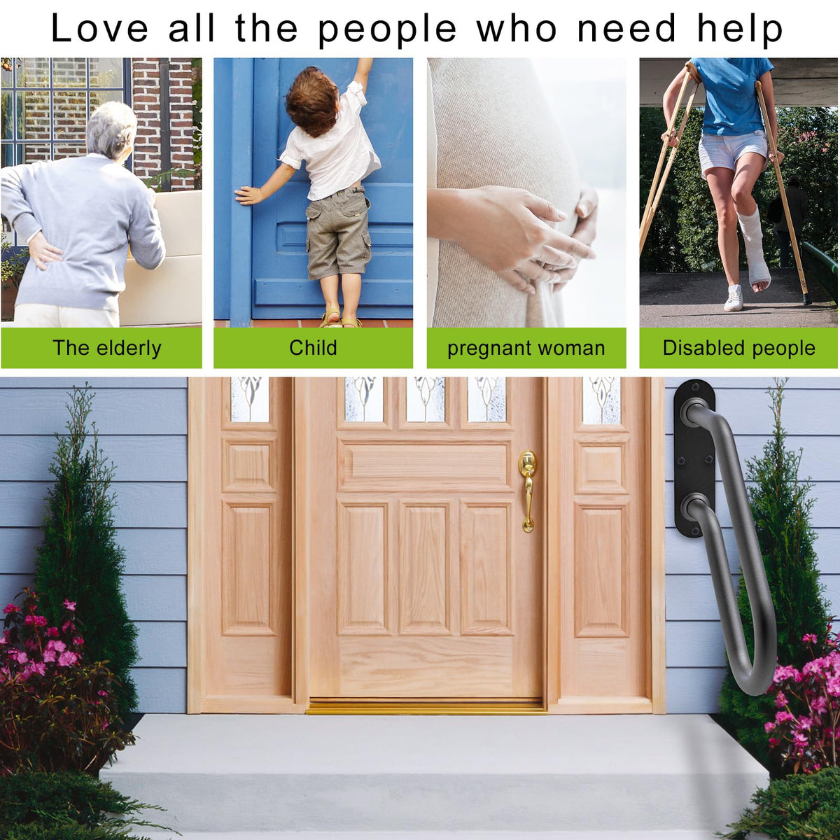 SELEWARE ergonomic stair handrail with 45-degree slope for comfort.
