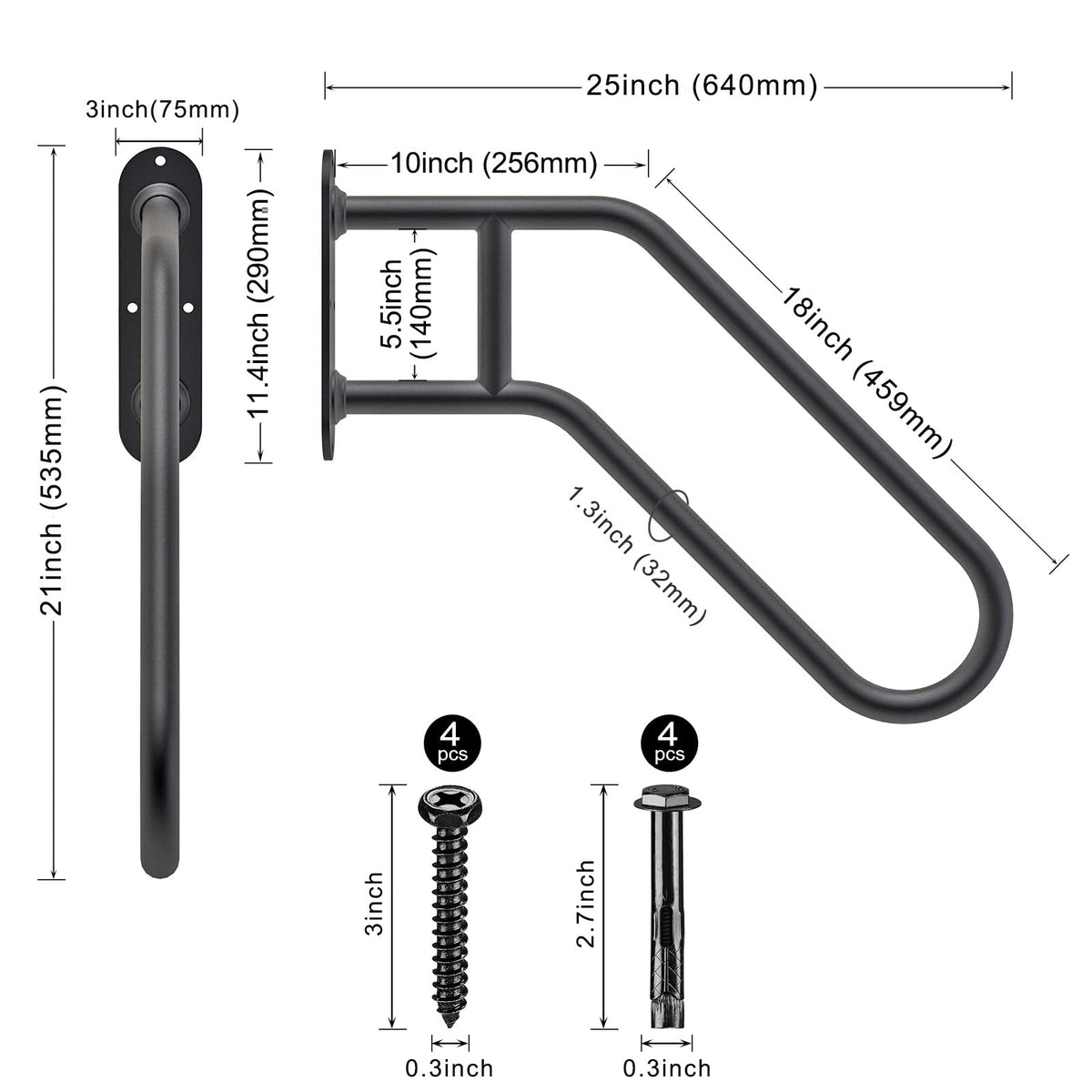 SELEWARE U-shape safety handle with 13-inch grip for stability outdoors