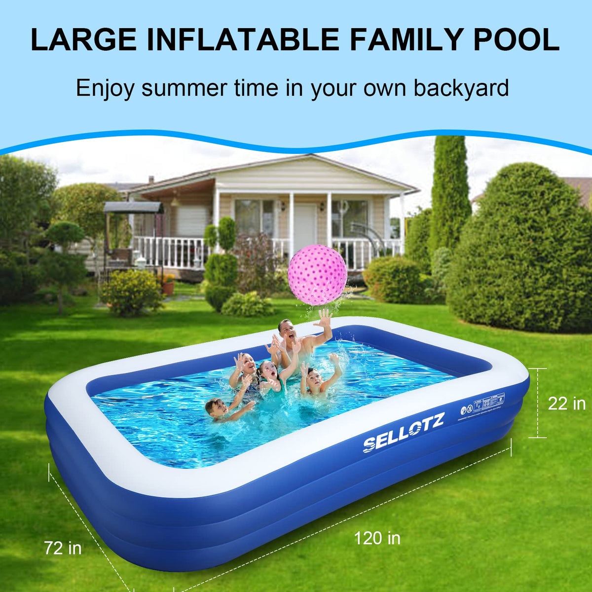 SELLOTZ pool inflates in minutes with a pump and quick drainage