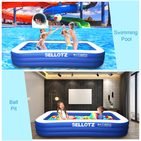 Close-up of SELLOTZ pool material showing thick, puncture-resistant fabric