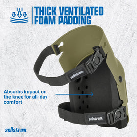 Sellstrom Ultra Flex III kneepad close-up reveals triple-layer foam cushioning for all-day comfort.