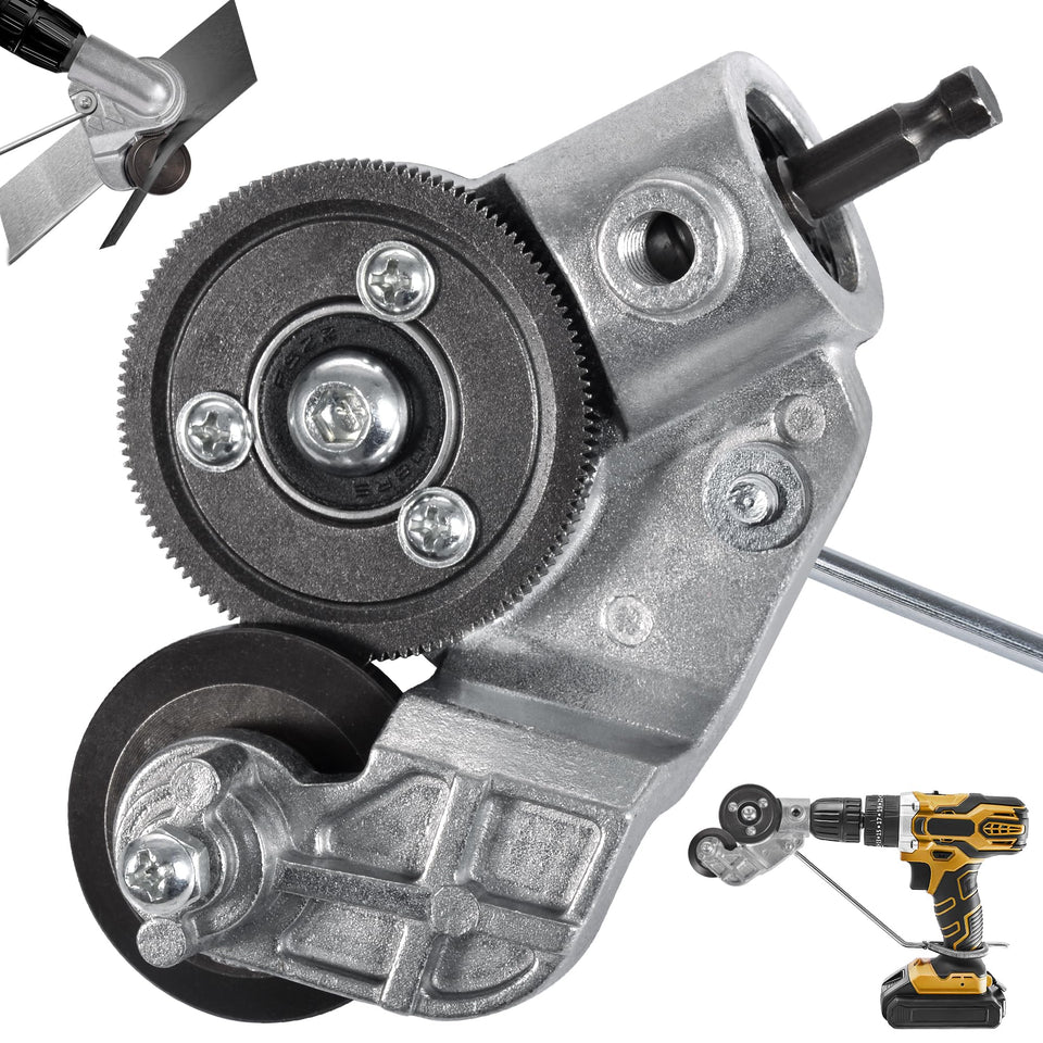 Selumie electric drill plate cutter setup enabling versatile metal cutting.