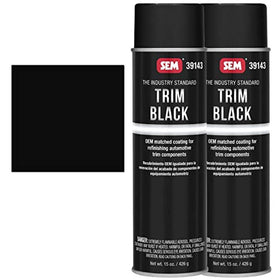 SEM Trim Black Aerosol 15oz can applying satin gloss to exterior auto trim.