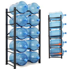 Semoprus water jug rack side view showcases space-saving design and stable shelving.