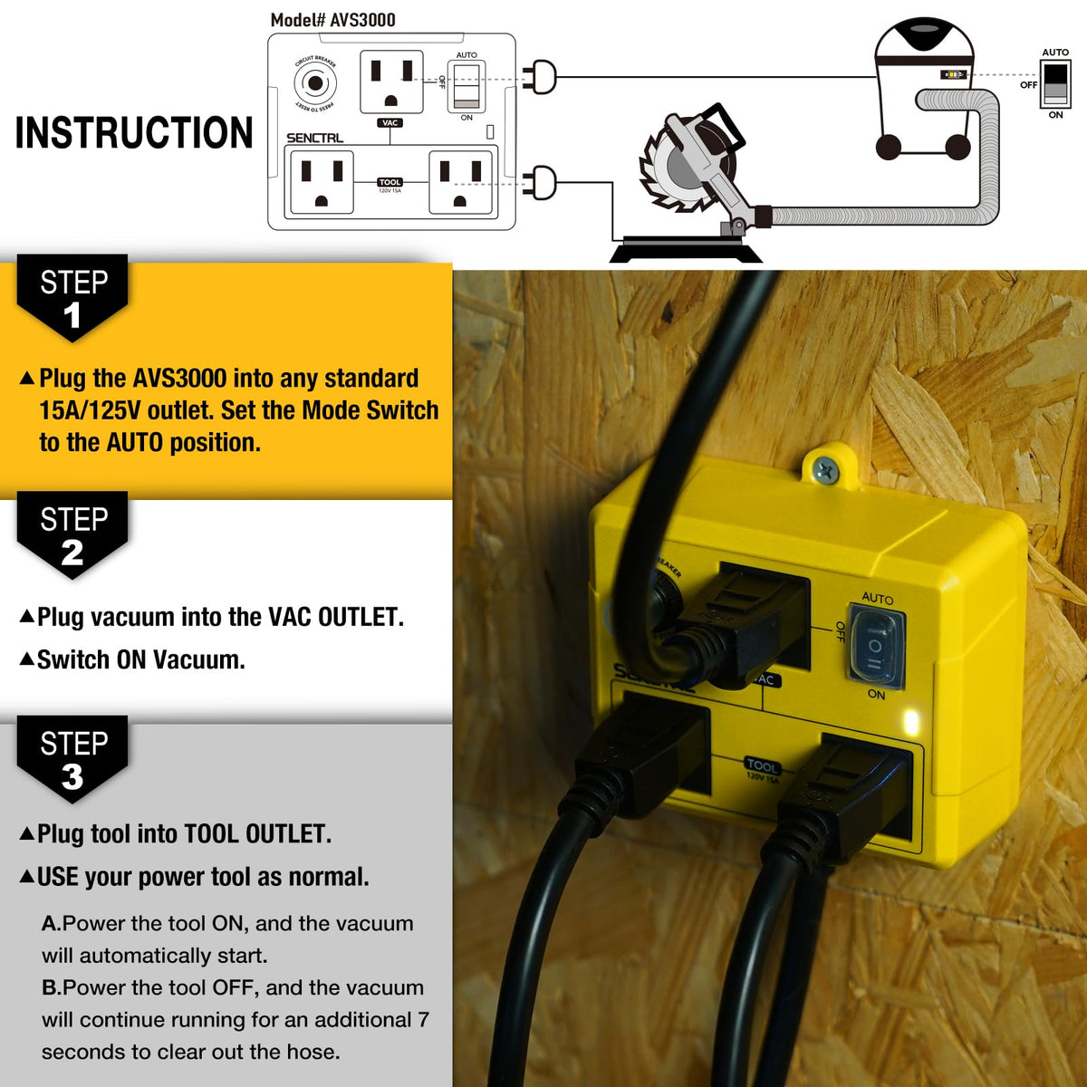 SENCTRL AVS3000 overload protection keeps tools safe during use.