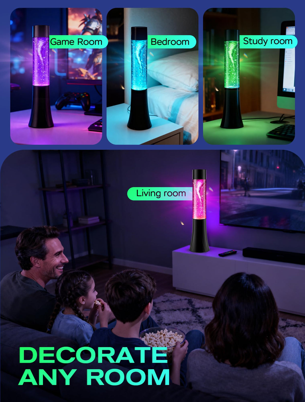 SENCU Glitter Tornado Lamp battery option for travel-friendly light.