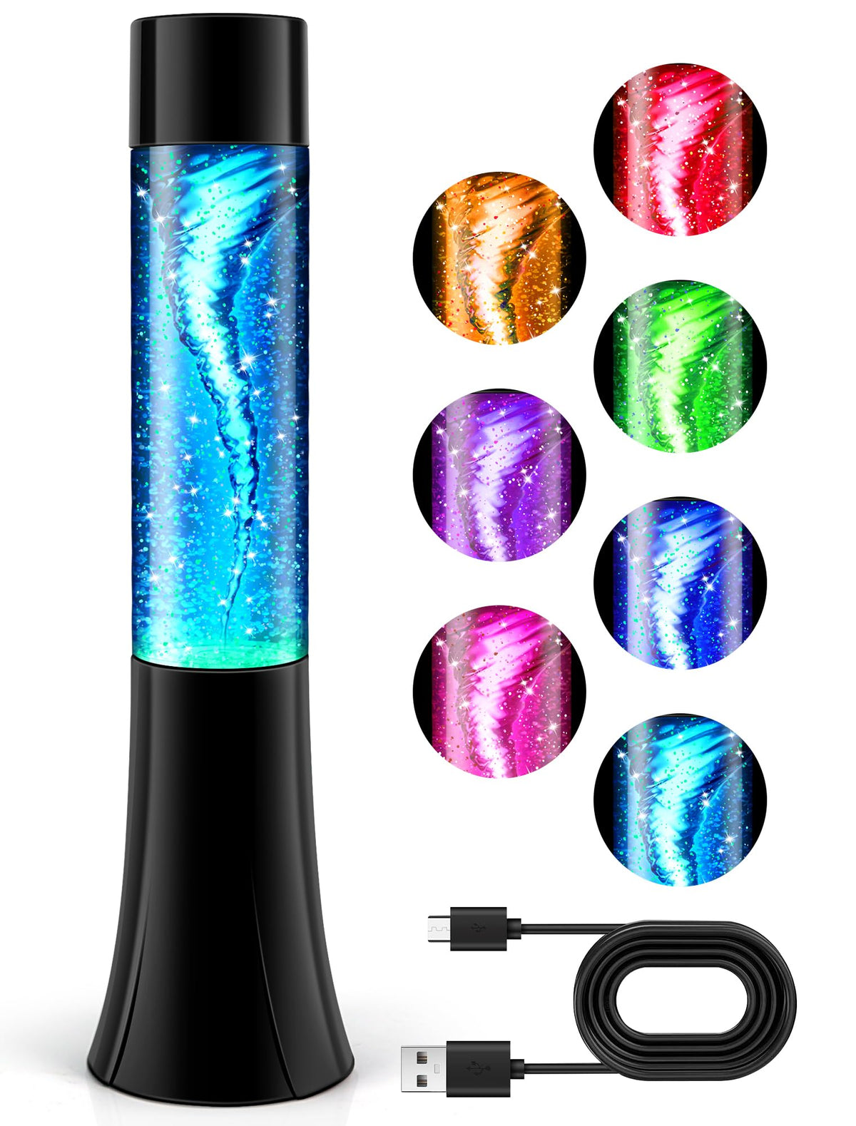 SENCU Glitter Tornado Lamp modern decor for shelves and desks.