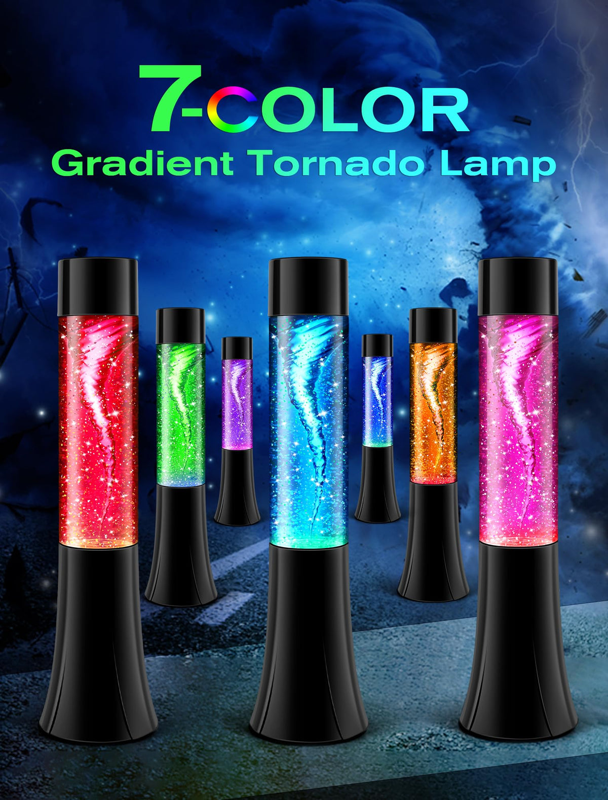 SENCU Glitter Tornado Lamp color-changing LEDs for playful mood lighting.