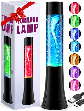 SENCU Glitter Tornado Lamp in kids bedroom for calming ambient lighting.