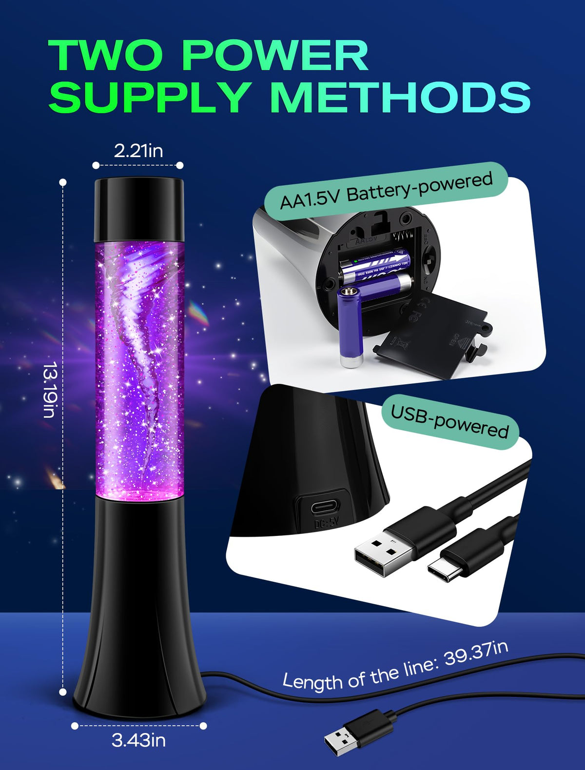 SENCU Glitter Tornado Lamp ideal for desks and office spaces.
