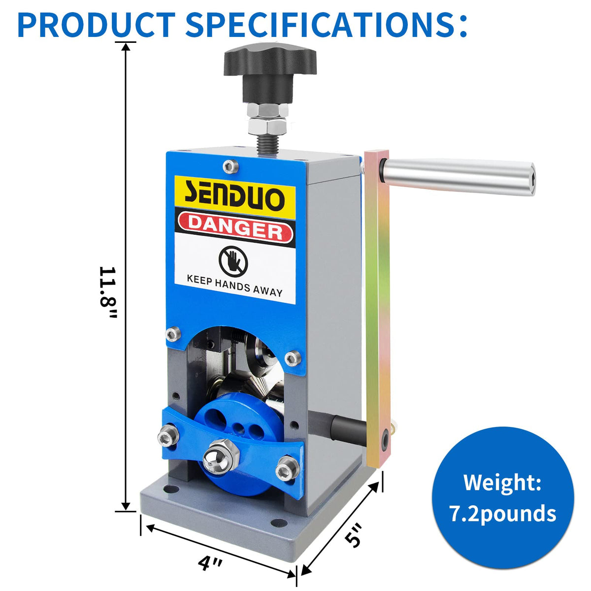 Flat wires stripped up to 0.4 x 0.6 inches by SENDUO stripper
