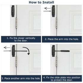 SENENQU adjustable closing speed door closer in black for quieter operation