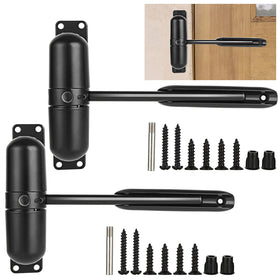 SENENQU two-pack door closers in black finish for reliable self-closing doors