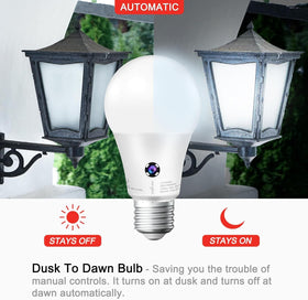 Sengled Dusk to Dawn outdoor bulb lights stairs evenly as evening falls