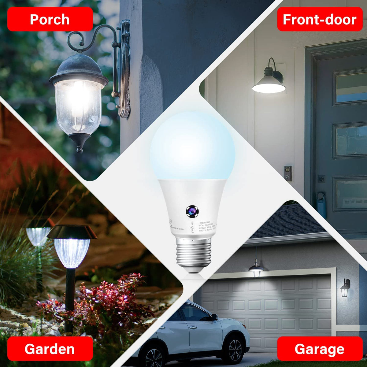 Sengled Dusk to Dawn outdoor bulb showcases lighting across a property at twilight