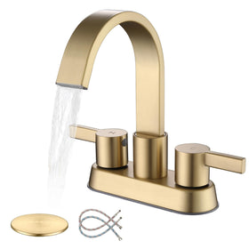 Senhozi 3-hole brushed gold bathroom faucet with a clean, modern look for stylish upgrade