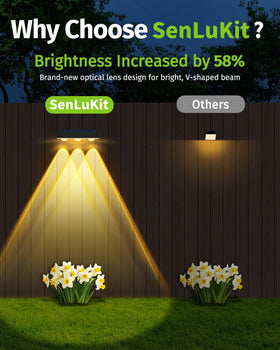 SenLuKit dusk-to-dawn fence lights auto-illuminate nightly.