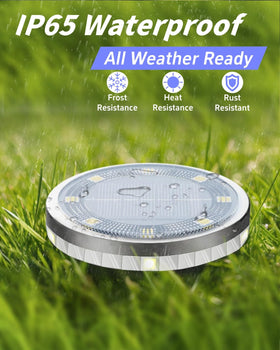 SenLuKit solar ground light with 4 side LEDs for broader pathway glow