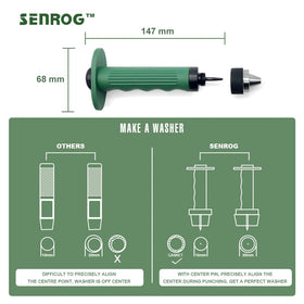 Senrog center punch retractable design helps align holes for consistency.