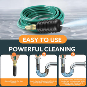 Senshare in-use image on bathroom sink demonstrates quick, chemical-free unclogging alternative.