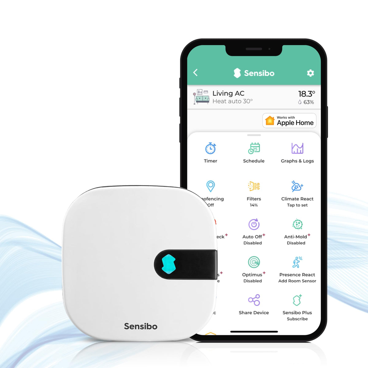 Sensibo Air QR code setup demonstrates quick, tool-free installation.