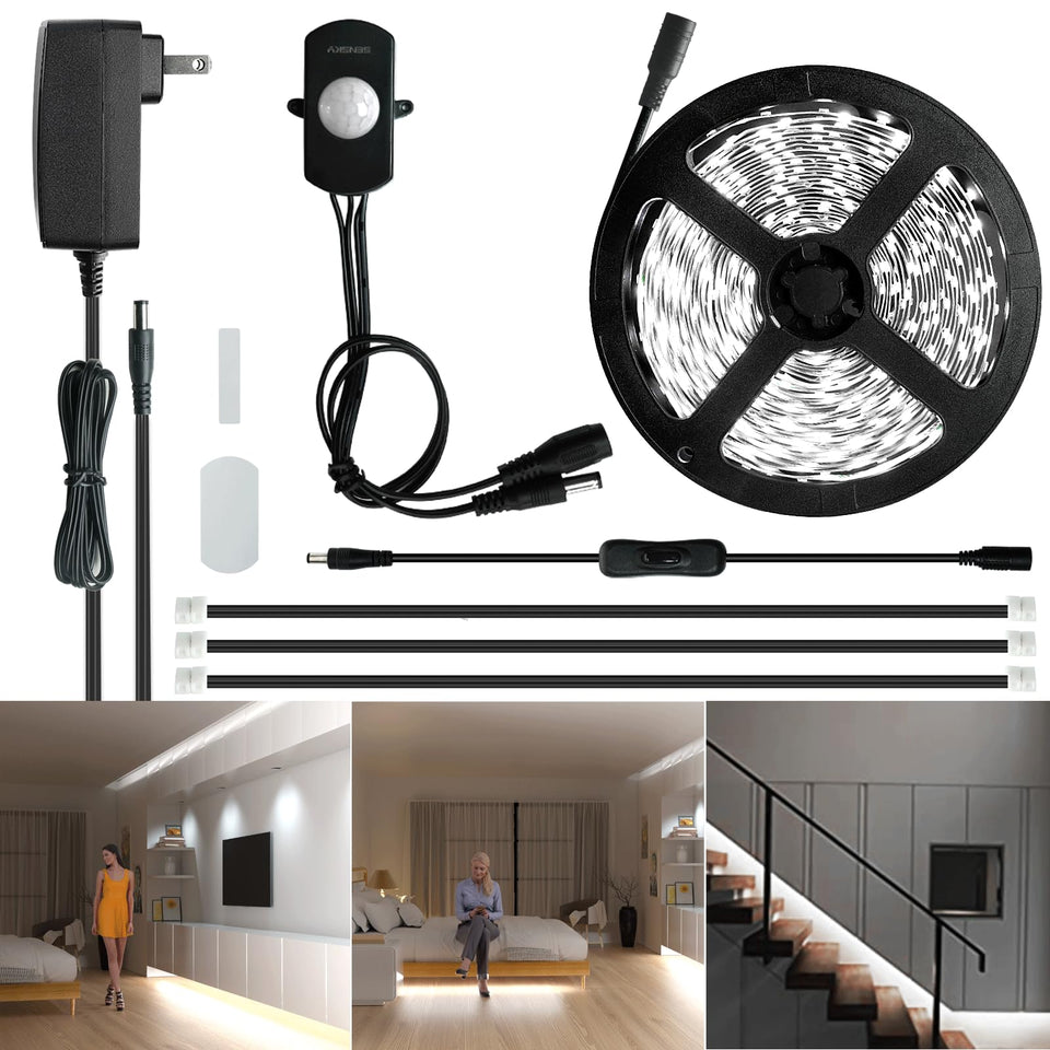 Sensky 19.7ft motion-activated strip light installed in a gun safe for hands-free illumination