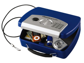 SentrySafe compact safe fits in luggage for on-the-go storage.