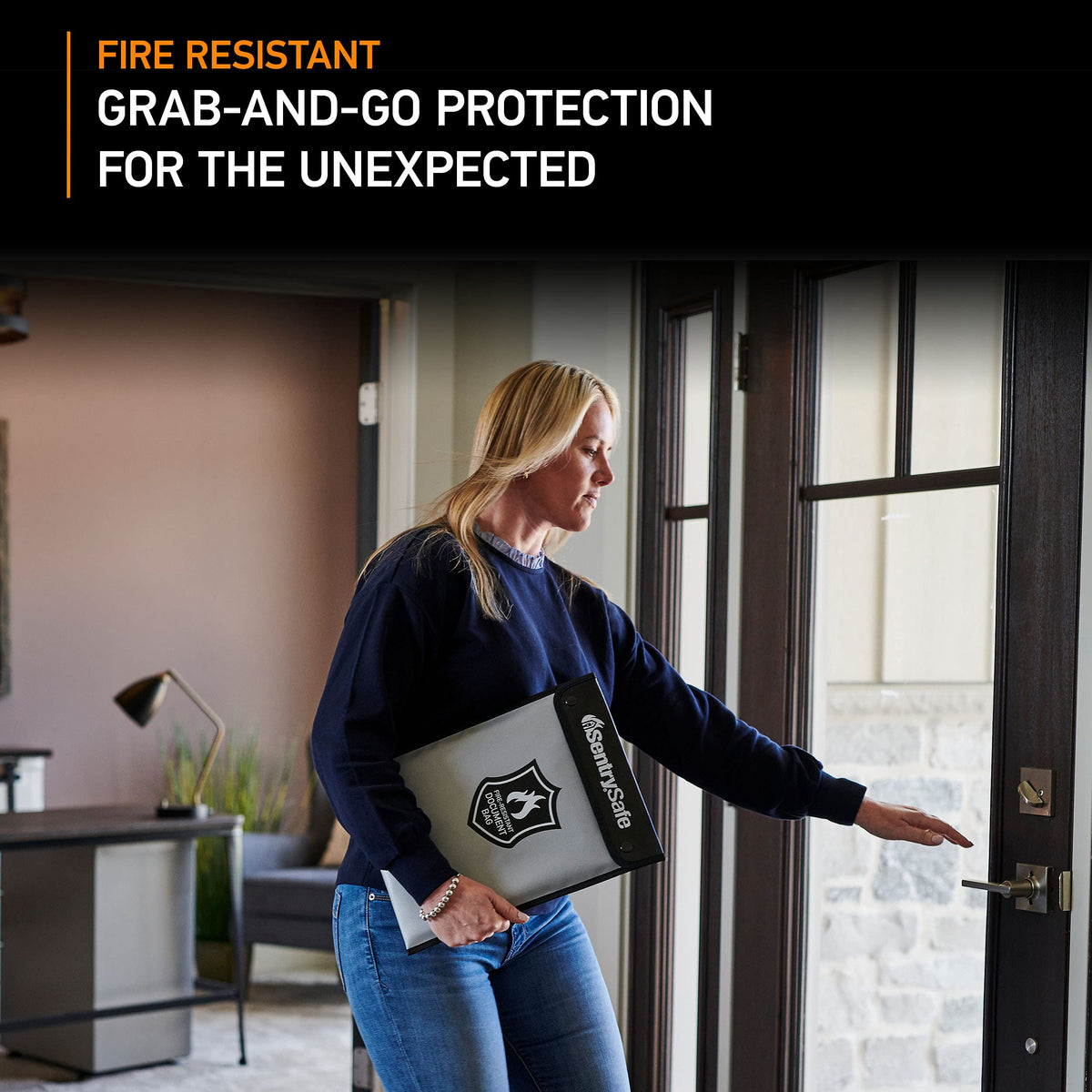 SentrySafe front-view shows a compact design ideal for home, office, or travel protection.