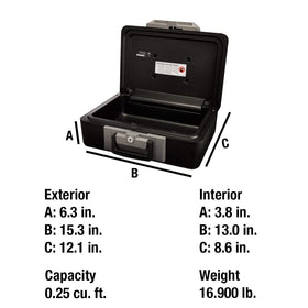 SentrySafe fireproof safe box exterior dimensions indicate a compact home safe