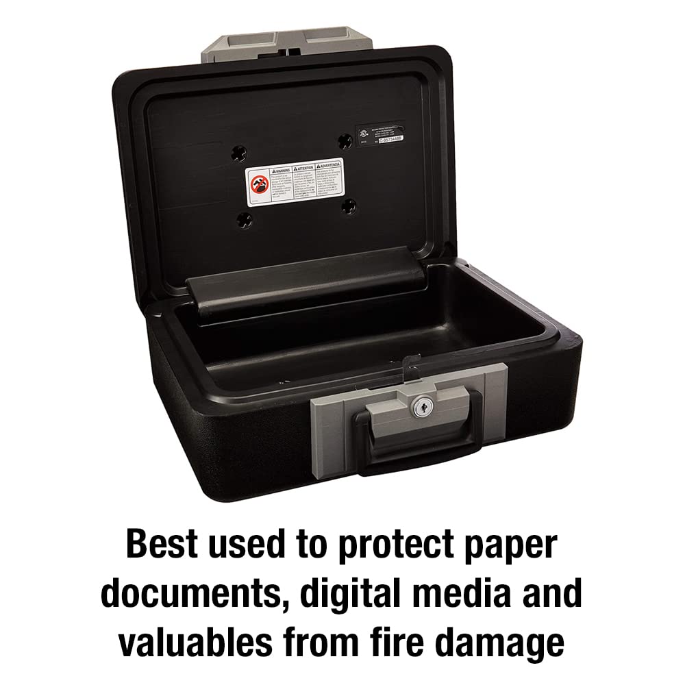 SentrySafe fireproof safe box open lid and keys demonstrate secure access