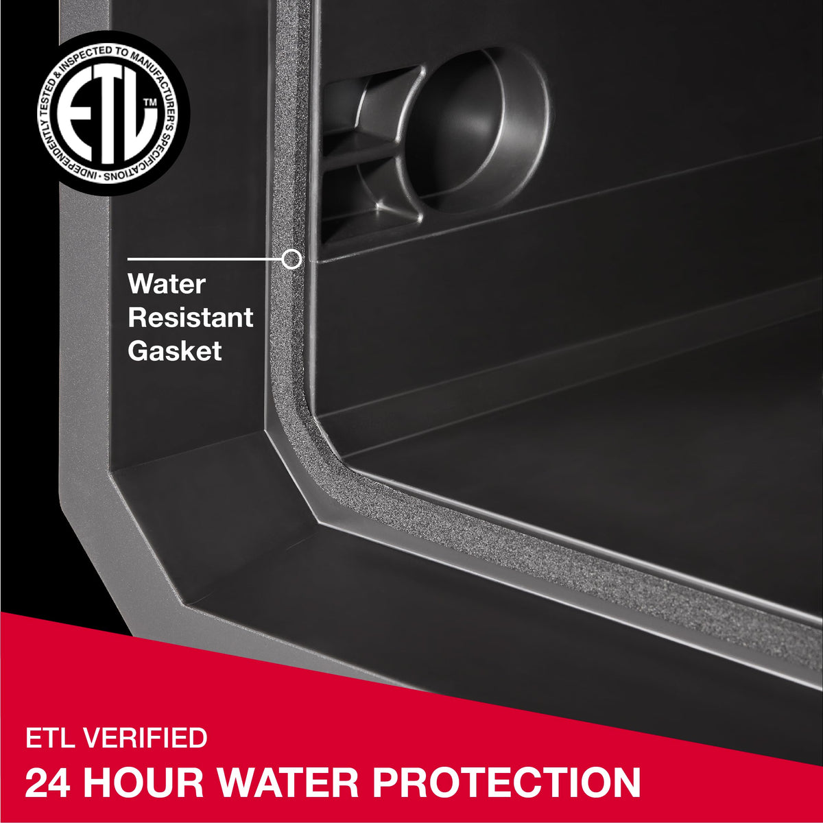 SentrySafe FPW082KSB water resistance test demonstrates protection against water damage