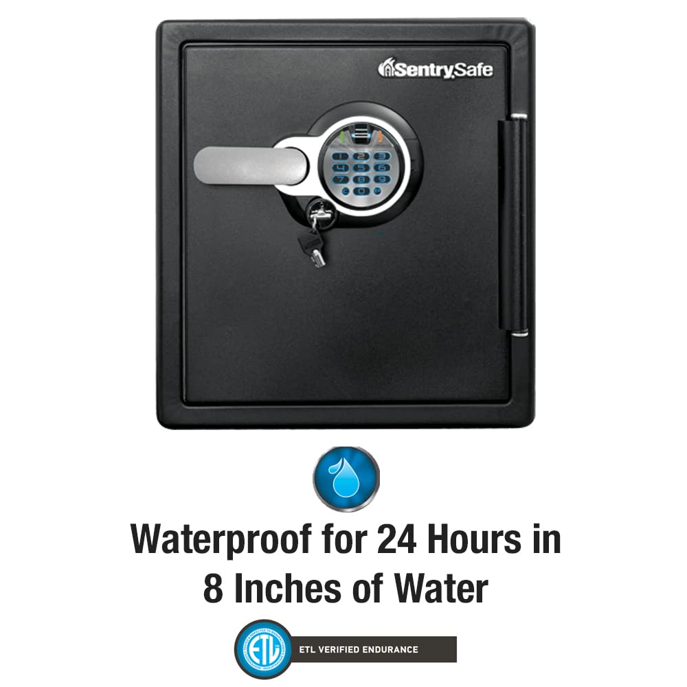 SentrySafe SFW123BTC exterior-dimensions: compact 1.23 cu ft storage footprint for home use.