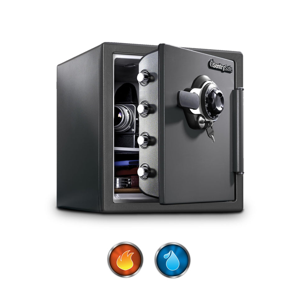 SentrySafe SFW123DSB exterior with dial lock for secure access.