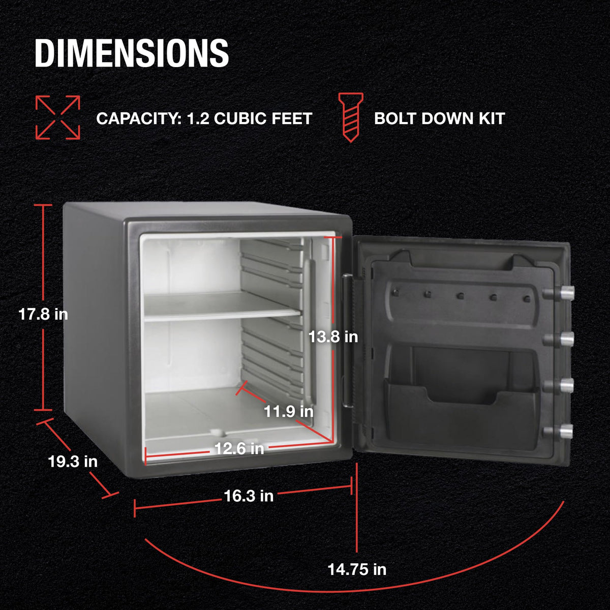 SentrySafe SFW123DSB waterproof feature protects contents for 24 hours.