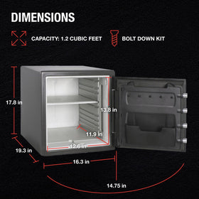 SentrySafe SFW123DSB waterproof feature protects contents for 24 hours.