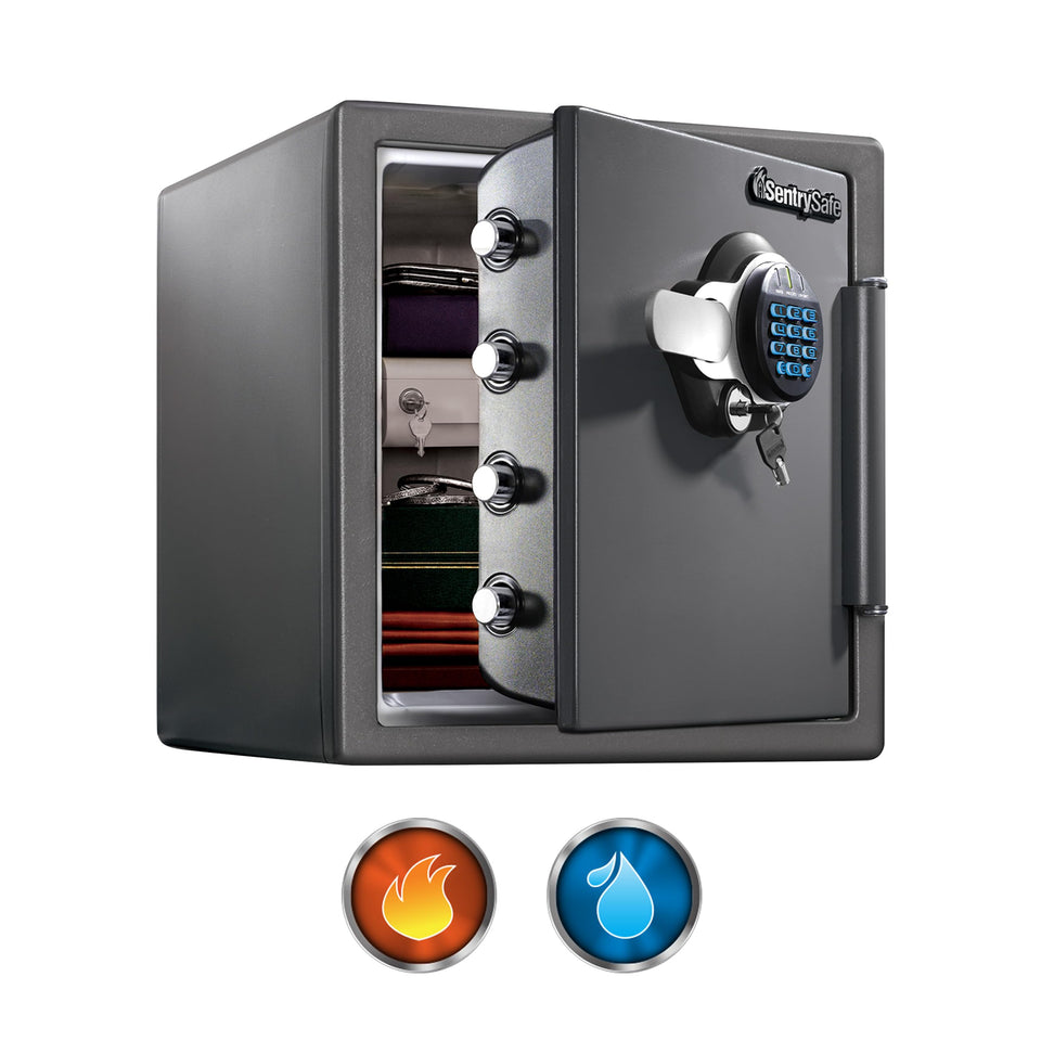 SentrySafe SFW123GDC front view shows sturdy alloy steel frame for home security