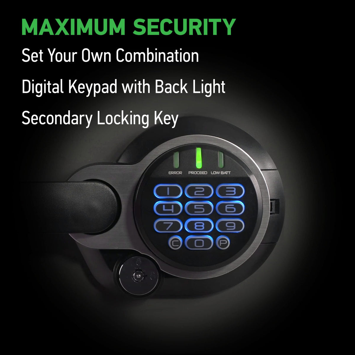 SentrySafe SFW205GQC interior light reveals organized space for documents and media.