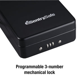 SentrySafe Small Safe combination dial close-up emphasizes resettable lock convenience