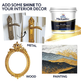 SENVEN Gold Paint on canvas creates reflective gold accents.