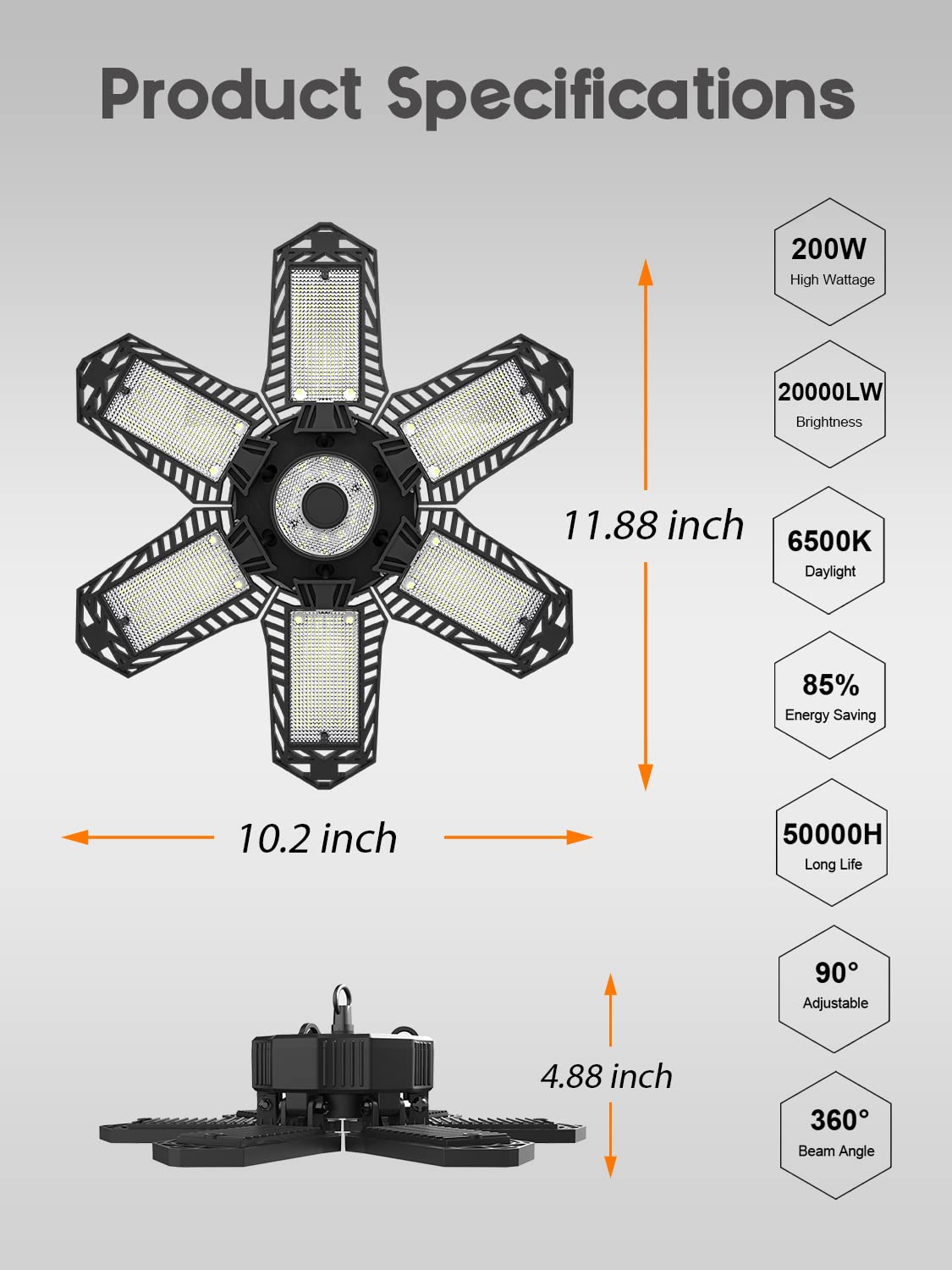 SEOBIOG durable plug-in light for garage, workshop, and more.