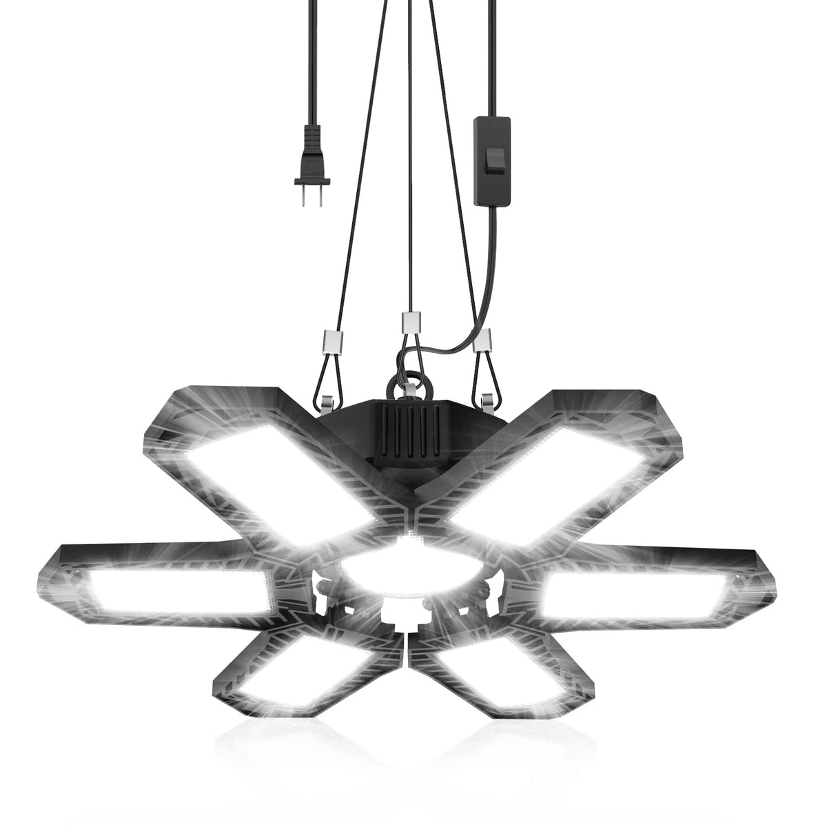 SEOBIOG plug-in garage light, 200W brightness for clear garage work.