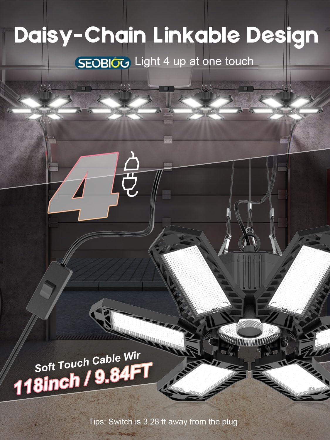 SEOBIOG six-panel folding LED for wide, adjustable coverage.
