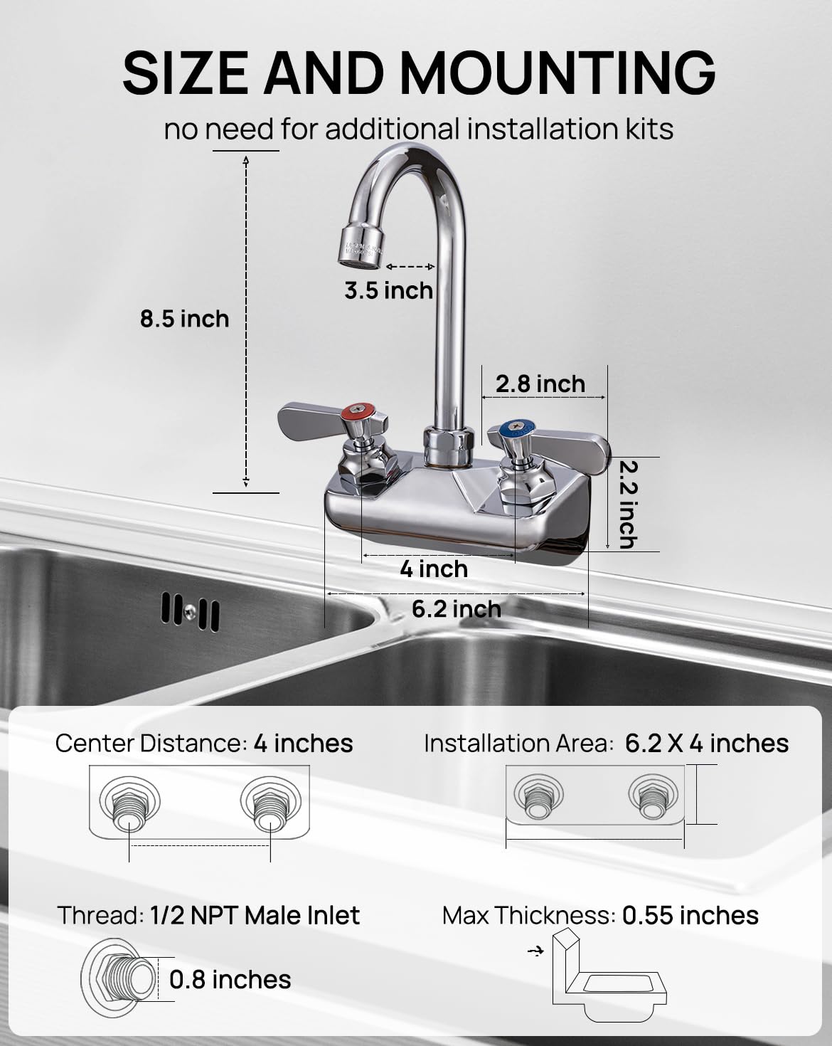 Sepaitek 360-degree swivel spout with two O-rings ensures smooth rotation